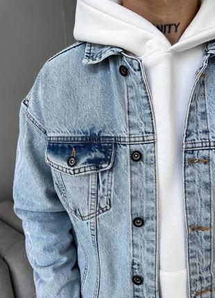 Мужская оверсайз джинсовка голубая / качественные джинсовые куртки6 фото
