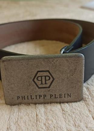 Ремень пояс мужской классический чёрный с бляшкой philipp plein фирменный 32-34