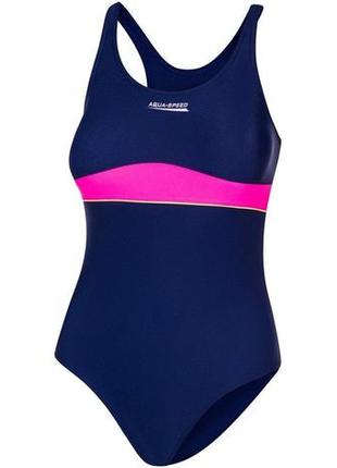 Купальник для дівчат aqua speed emily 7005 темно-синій, рожевий діт 146см