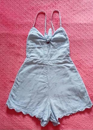 Комбинезон женский голубой 💖🔥zara котон💖🔥ромпер
