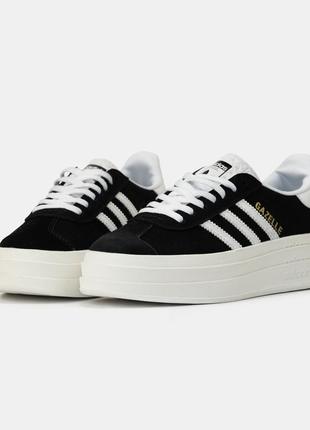 Adidas gazelle platform black white