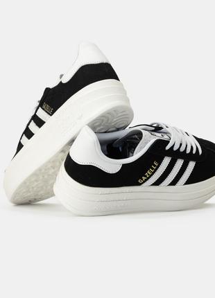 Adidas gazelle platform black white3 фото