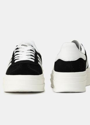 Adidas gazelle platform black white6 фото