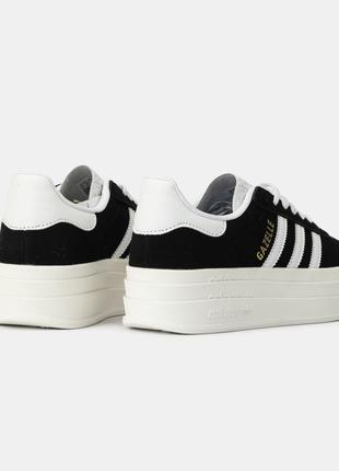 Adidas gazelle platform black white4 фото