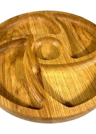 Деревянная тарелка из натурального дерева диаметр 30 см, высота 2 см, тарелка для закусок4 фото