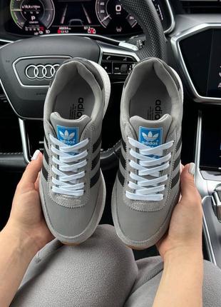 5 кольорів🌈 жіночі кросівки в стилі adidas iniki адідас / демісезонні / літні, осінні / замша, текстиль / білі, чорні, сірі4 фото