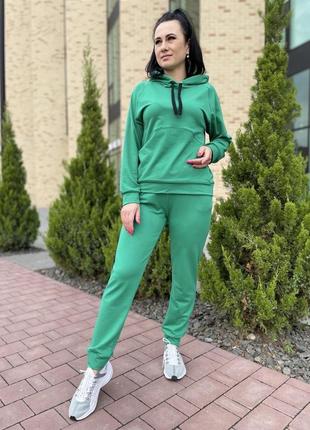 Женский спортивный  костюм , ткань трикотаж, р. 44-46,52-54 зеленый