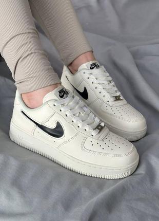 4 кольори🌈 жіночі кросівки в стилі nike air force 1 найк форси / демісезонні / літні, осінні / шкіра, замша / бежеві, сірі, білі, чорні