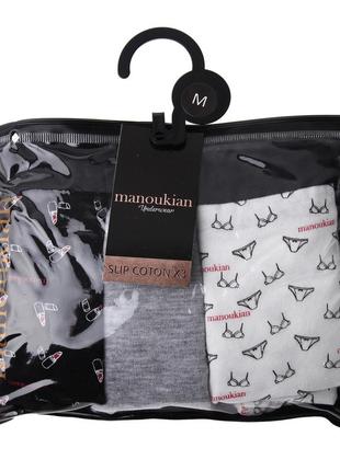 Труси manoukian slips-x3-femme світло-сірий, чорний, білий жін s