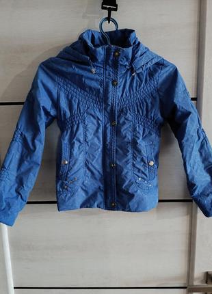 Стильная демисезонная куртка на девочку синяя