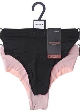 Труси manoukian tanga-x2-femme чорний, бежевий жін m