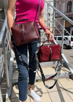 Бордо - стильная, качественная сумка lady bags на два отделения с двумя съемными ремнями (0268)
