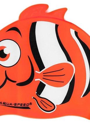 Шапка для плавання aqua speed zoo nemo 5758 помаранчева рибка діт osfm