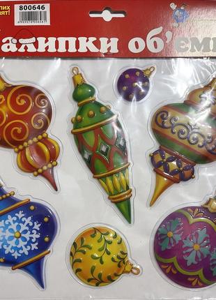 Наклейка новорічна для вікон, об'ємна новорічко (25*25 см)
