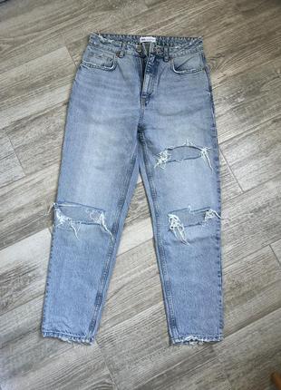 Мом джинсы рваные zara 38 размер4 фото
