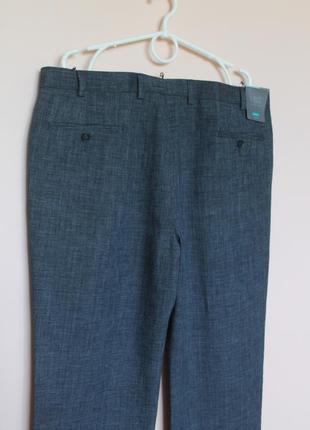 Серо-синие классические льняные мужские брюки, брючки лен классика, мужская брючина лён 52-54 г.4 фото