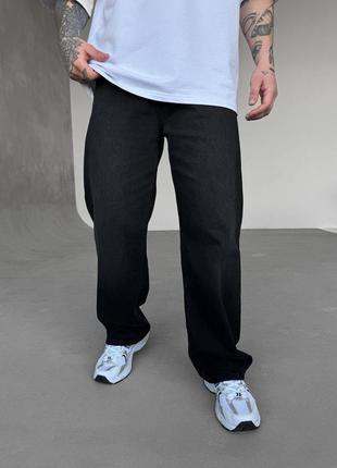 Мужские оверсайз широкие джинсы черные / повседневные брюки джинсы для мужчин