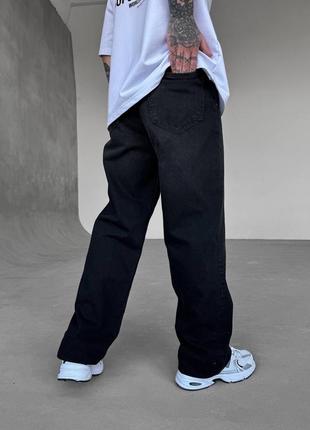 Мужские оверсайз широкие джинсы черные / повседневные брюки джинсы для мужчин8 фото