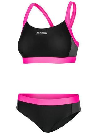 Купальник роздільний для жінок aqua speed naomi 7120 чорний, рожевий жін 40(l)