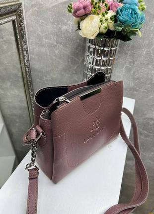 Темна пудра — стильна сумочка на три відділення — lady bags, два ремені в комплекті (0388)3 фото