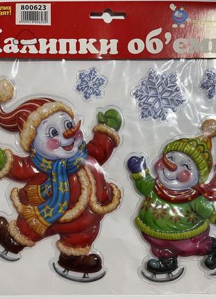 Наклейка новорічна для вікон, об'ємна новорічко (25*25 см)