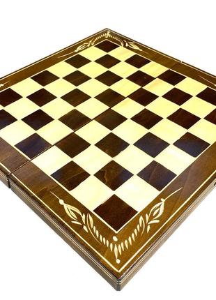 Шахова дошка для ігор 3 в 1 з натурального дерева розмір 38.5х38.5 см (l), шахи, шашки та нарди ручної роботи3 фото