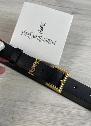 Жіночий чорний якісний ремінь в стилі ysl yves laurent / женский чёрный узкий ремень в стиле yves laurent