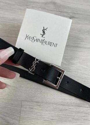 Жіночий чорний якісний ремінь в стилі ysl yves laurent / женский чёрный узкий ремень в стиле yves laurent