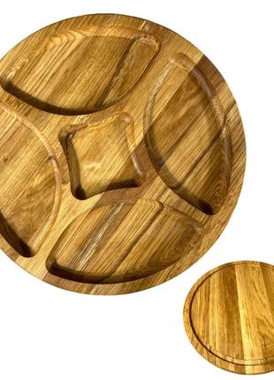 Деревʼяна тарілка з натурального дерева діаметр 30 см, висота 2 см, тарілка для закусок