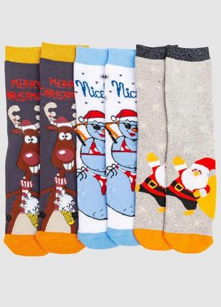 Комплект жіночих шкарпеток новорічних 3 шт., колір бежевий, білий,темно-сірий, 151r261