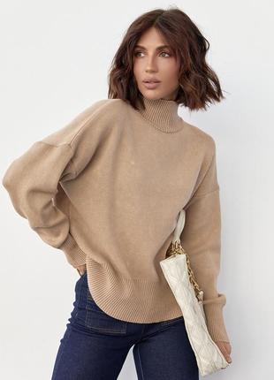 Женский свитер в технике тай-дай - светло-коричневый цвет, l (есть размеры)5 фото