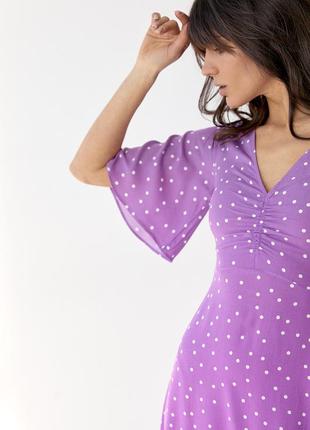 Платье-миди с короткими расклешенными рукавами - фиолетовый цвет, s (есть размеры)4 фото