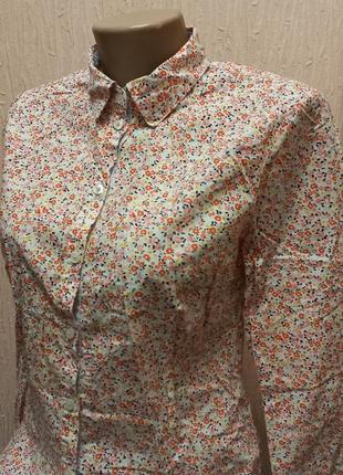🤍 рубашка блузка принт цветы коттон хлопок4 фото