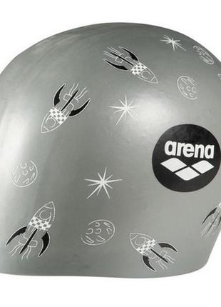 Шапка для плавання arena poolish moulded ракети, срібло уні osfm