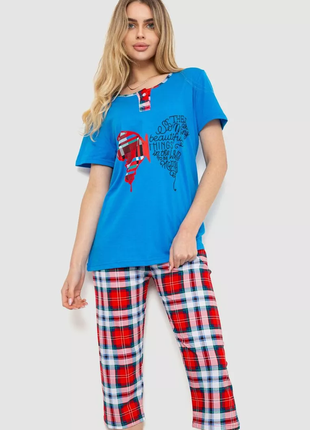 Женская пижама с принтом, цвет сине-красный, 21961162 фото