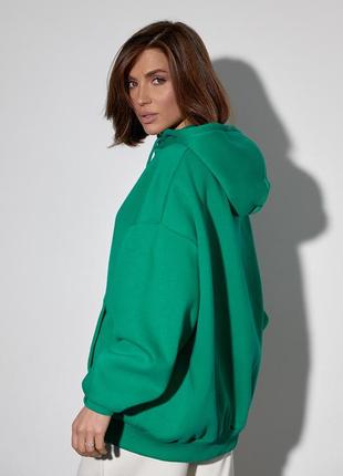Теплое женское худи на молнии с капюшоном - зеленый цвет, l (есть размеры)2 фото