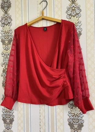 Стильна червона кофтинка, блуза, светр-блузка
