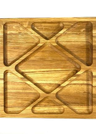 Деревʼяна тарілка квадратна з натурального дерева для закусок, закусочна тарілка 30х30х2,5 см2 фото