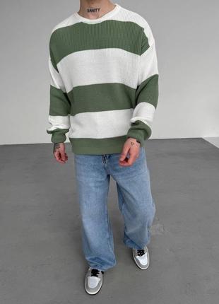 Стильный вязаный оверсайз свитер / мужские кофты свитера8 фото