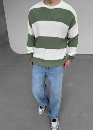 Стильный вязаный оверсайз свитер / мужские кофты свитера10 фото