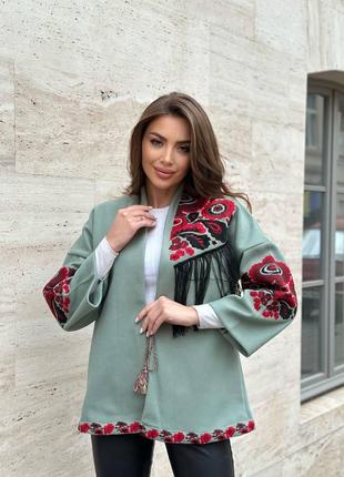 Піджак з вишивкою етно стиль. жакет накидка із вишивкою