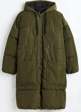 Куртка-пуховик h&m р.s олива хакі оверсайз