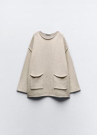 Zara вязаный свитер с карманами 6