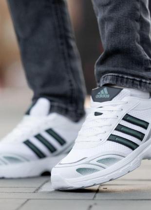 Кроссовки мужские легкие adidas response white green стильные белые повседневные кроссовки адидас на лето3 фото