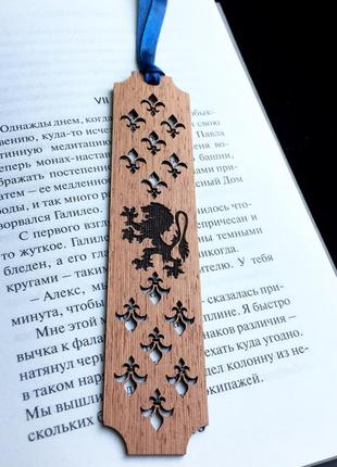 Деревянная закладка для книг "Гальдика"(орел, пегас, лев, единорог, дракон, аиста)4 фото