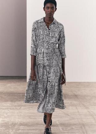 Длинное платье zw collection с принтом от zara