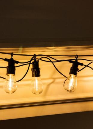 Ретрогірлянда вулична 10 led довжина 5 метрів, теплий білий, гірлянда для саду, гірлянда в альтанку