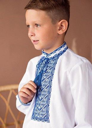 Вишиванка синім по білому хлопчача