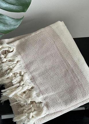 Турецький банний рушник пештемаль бавовна 100х180 см (щільне) бежеве