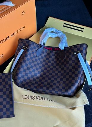 Louis vuitton neverfull mm damier ebene5 фото